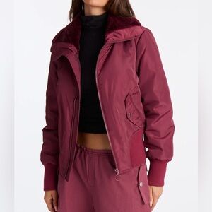 Fashion Nova Burgundy Bomber Jacket